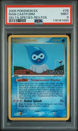2005 POKEMON EX DELTA SPECIES RAIN CASTFORM #26 REV.FOIL PSA 9 - Image 1