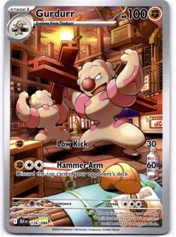 Pokemon TCG Gurdurr 126/086 Sv Black Bolt Full Art Holo Rare Near Mint - Image 1