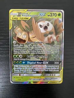 Pokemon Rowlet & Alolan Exeggutor GX TAG TEAM Unified Minds 1/236 Ultra Rare 27… - Image 1