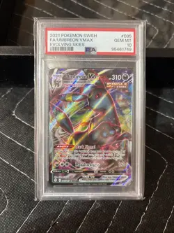 2021 POKEMON SWORD & SHIELD EVOLVING SKIES #095 FULL ART/UMBREON VMAX PSA 10 - Image 1