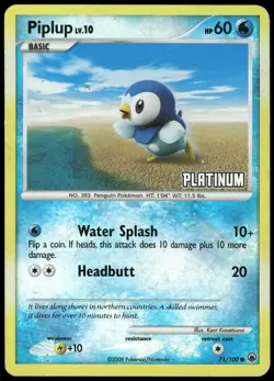Pokemon Piplup 71/100 Platinum Promo Burger King Promo HP Reverse Holo - Image 1