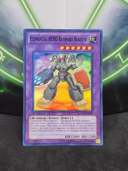 Yugioh Elemental HERO Rampart Blaster LCGX-EN047 Super Rare 1st Edition NM - Image 1