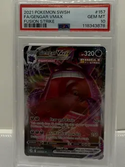 Pokemon TCG Gengar VMAX 157/264 Fusion Strike Ultra Rare Holo PSA 10 - Image 1