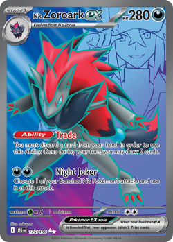 N'S ZOROARK EX 175/159 ULTRA RARE JOURNEY TOGETHER POKEMON NEAR MINT - Image 1