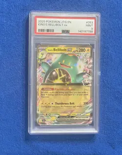 2025 Pokemon JTG EN Iono's Bellibolt ex Extended Art DOUBLE RARE #053 PSA 9 - Image 1
