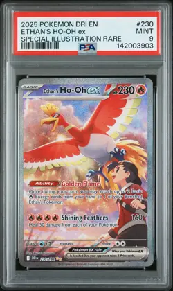 2025 POKEMON DRI EN-DESTINED RIVALS #230 ETHAN'S HO-OH EX PSA 9 - Image 1