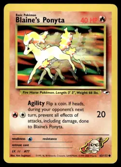 Pokemon TCG Gym Heroes #063/132 Blaine's Ponyta LP - Image 1