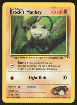 Pokemon TCG Gym Heroes #067/132 Brock's Mankey (67) LP - Image 1