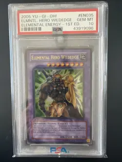 PSA 10 2005 YU-GI-OH! ELEMENTAL ENERGY 1ST EDITION EN035 ELEMENTAL HERO WILDEDGE - Image 1