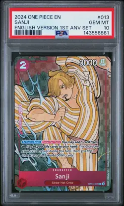 2024 ONE PIECE ENGLISH VERSION 1ST ANNIVERSARY SET #013 SANJI PSA 10 - Image 1