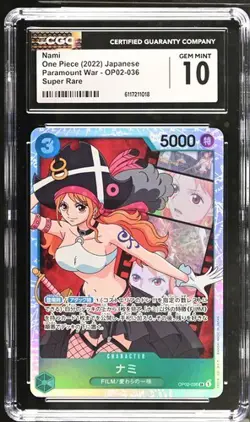 2022 ONE PIECE JAPANESE PARAMOUNT WAR OP02-036 NAMI CGC 10 GEM MINT - Image 1