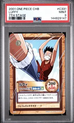 Pop 1 PSA 9 2001 ONE PIECE CARDDASS HYPER BATTLE 7TH STAGE LUFFY C331 - Image 1