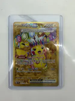 Pokemon TCG SV08 Surging Sparks Pikachu EX Hyper Rare Gold Holo Card 247/191 - Image 1