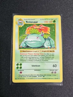 Venusaur Base Set Shadowless 15/102 Holo Foil Holographic Rare Pokemon Card - Image 1