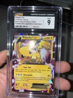 Pikachu EX XY84 CGC 9 Mint + 2015 Black Star Promo Pokemon Card - Image 1