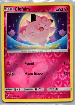 Clefairy 39/68 Common Hidden Fates Pokemon Reverse Holo Near Mint - Image 1