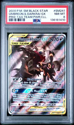 UMBREON & DARKRAI GX SM241 PSA 8 TAG TEAM PROMO COLLECTION POKEMON CARD ENGLISH - Image 1