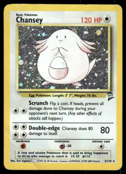 Pokemon Cards Chansey 3/130 Holo Base Set 2 WOTC Rare DMG - Image 1