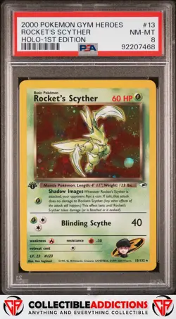 2000 Pokemon Gym Heroes #13 Rocket'S Scyther Holo-1st Edition PSA 8 - Image 1