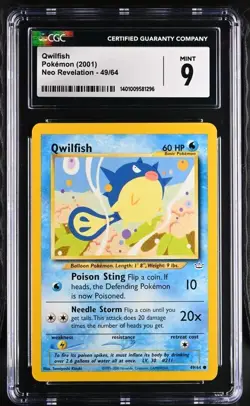 POKEMON QWILFISH 49/64 NEO REVELATION BASE 2001 VINTAGE CGC 9 MINT - Image 1