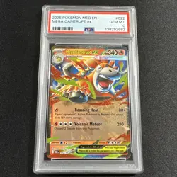 2025 POKEMON MEG EN-MEGA EVOLUTION #022 MEGA CAMERUPT EX PSA 10 - Image 1