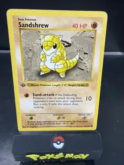 Sandshrew 62/102 Shadowless 1st Edition Base Set Pokemon Card - Image 1