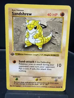 Sandshrew 62/102 Shadowless 1st Edition Base Set Pokemon Card - Image 2
