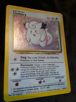 Pokemon Clefairy 5/102 Base Set Holo Rare Card 1999 English 40 HP, Good Cond. - Image 3