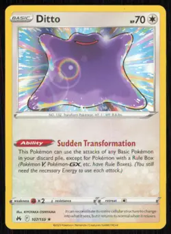Ditto 107/159 Holo Rare Crown Zenith Pokemon Holo Lightly Played - Image 1