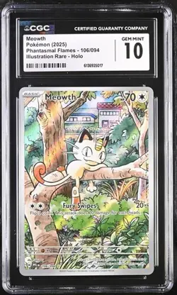 Pokemon Phantasmal Flames Meowth 106/094 CGC Gem Mint 10 - Image 1