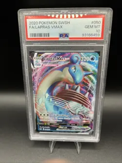 2020 POKEMON SWORD & SHIELD #050 FULL ART/LAPRAS VMAX PSA 10 - Image 1