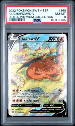 Pokemon 2022 SWSH BSP FA/Charizard v Ultra Premium Collection #260 PSA 8 - Image 1