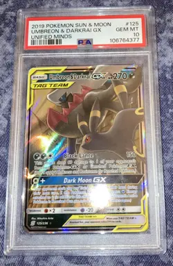 2019 POKEMON UNIFIED MINDS UMBREON & DARKRAI GX #125 PSA 10 GEM MINT #106764377 - Image 2