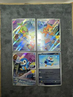 Pokemon First Partner Turtwig Chimchar Piplup 30th Promo 040 041 042 + ExtraCard - Image 1
