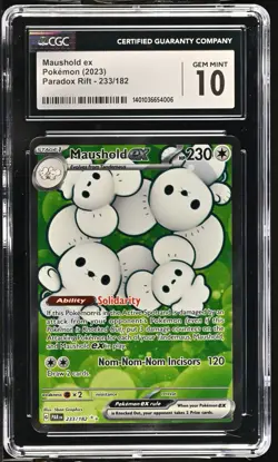 CGC 10 GEM MINT Maushold ex 233/182 Paradox Rift FA Ultra Rare Holo Pokemon 2023 - Image 1