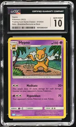 CGC 10 GEM MINT Hypno 012/034 CLC TCG Classic Blastoise Deck Holo Pokemon 2023 - Image 1
