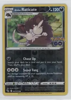 Alolan Raticate Reverse Foil Pokemon Sword & Shield Pokemon Go #042 - Image 1