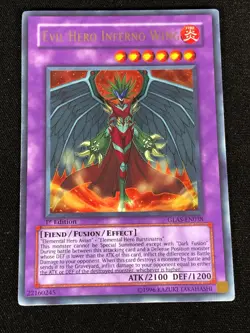G2U Yugioh Evil Hero Inferno Wing GLASEN038 1st ULTRA NM - Image 1