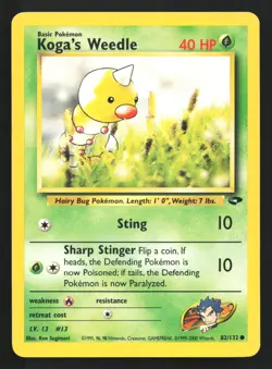 Pokemon Koga's Weedle 82/132 WotC Gym Challenge Unlimited Common LP - Image 1