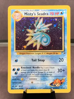Pokemon TCG Misty’s Seadra 9/132 Prerelease Gym Heroes Holo Rare VTG WOTC Swirl - Image 1