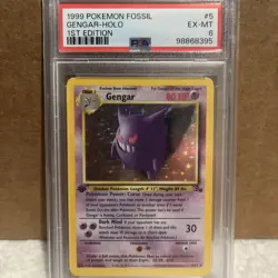 1999 Pokemon Fossil Gengar Holo 1st Edition #5/62 PSA 6 EX-MT - Image 1