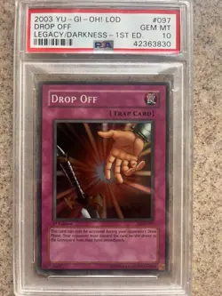 YUGIOH PSA 10 2003 Drop Off LOD-097 Super Rare 1st Edition - Image 1