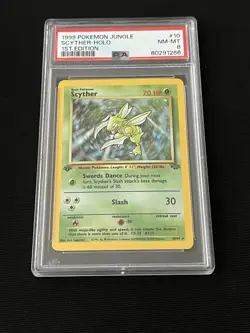 1999 Pokemon Scyther 1st Edition Holo Jungle Card #10 PSA 8 - Image 3