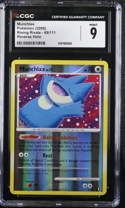 CGC 9 Munchlax 69/111 2009 Rising Rivals Reverse Holo Pokemon Card - Image 1