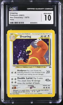 CGC 10 Ursaring 15/75 Neo Discovery Holo Rare Pokemon Card - Image 1