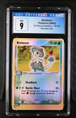 CGC 9 Breloom 16/109 2003 EX Ruby & Sapphire Reverse Holo Rare Pokemon Card - Image 1