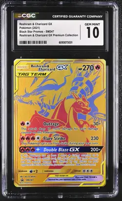CGC 10 Reshiram & Charizard GX SM247 Premium Coll. Black Star Promo Pokemon Card - Image 1