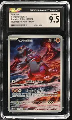 CGC 9.5 Groudon 199/182 Paradox Rift Illustration Rare Pokemon Card - Image 1