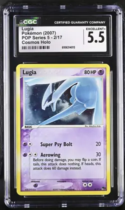 CGC 5.5 Lugia 2/17 2007 POP Series 5 Cosmos Holo Pokemon Card - Image 1