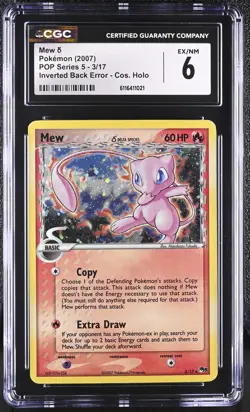 CGC 6 Mew δ 3/17 2007 POP Series 5 Inverted Back Error Cosmos Holo Pokemon Card - Image 1